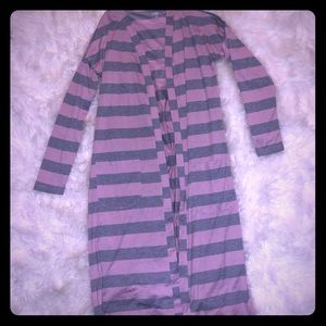 Pink & white striped cardigan
